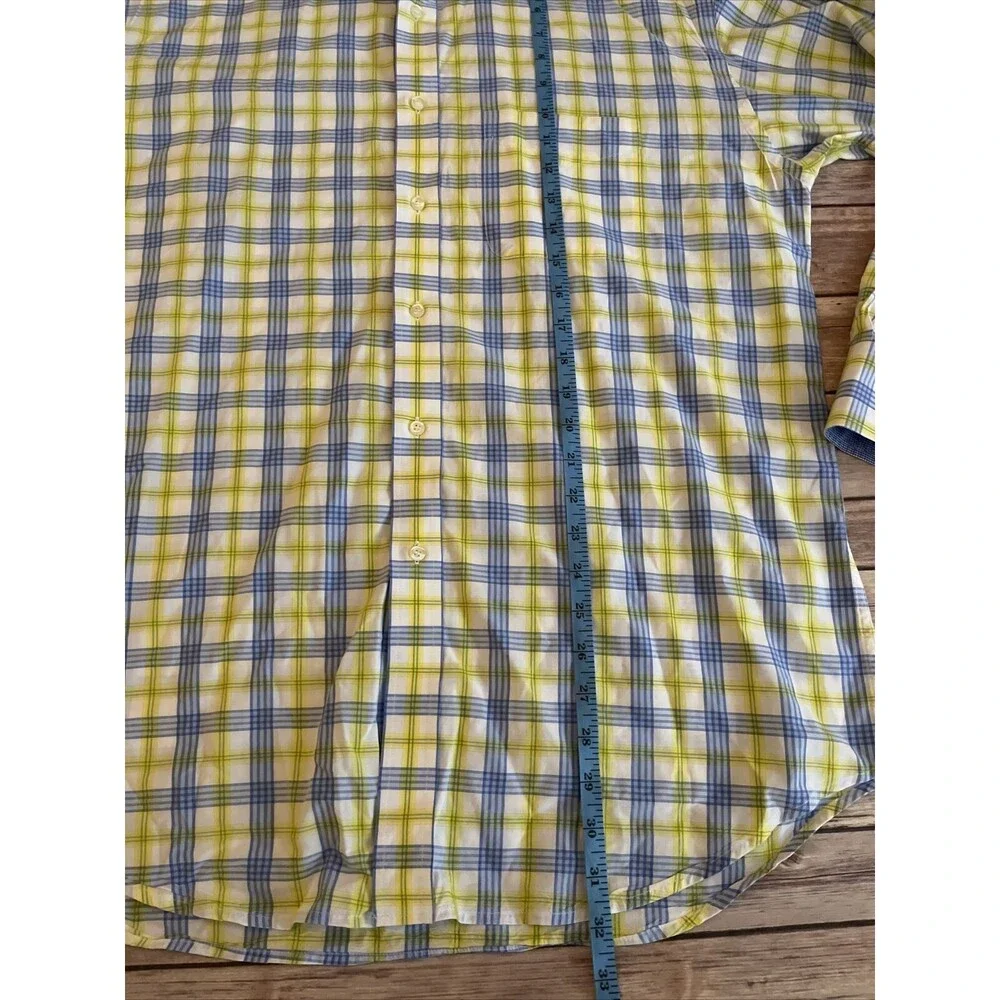 J McLaughlin Men's Blue Yellow Supreme Button Down Shirt Check Large